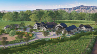 rendering of ranch with vineyard