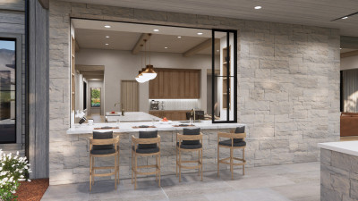 rendering of barstools and bar